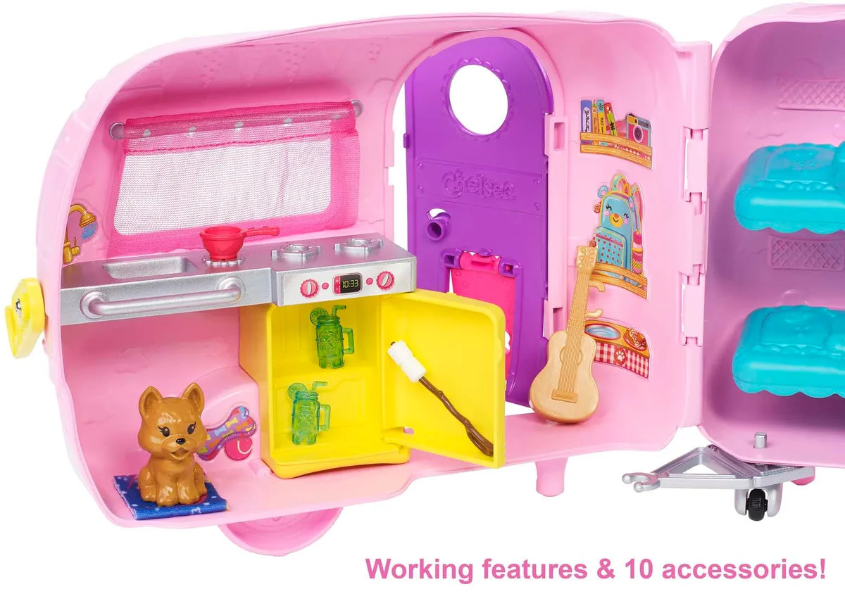 Barbie Chelsea Doll with Toy Car and Camper Playset