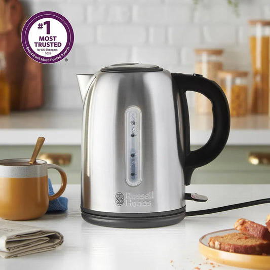 Russell Hobbs Brushed Stainless Steel & Black Electric 1.7L Cordless - Stainless Steel