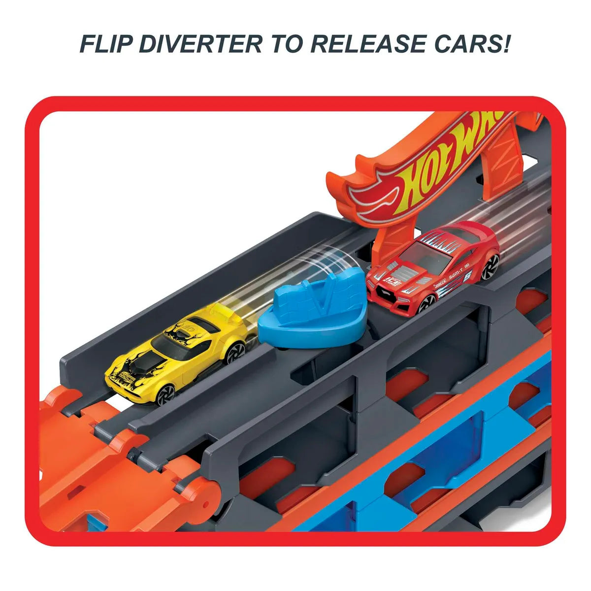 Hot Wheels Speedway Hauler & 3 1:64 Scale Toy Cars