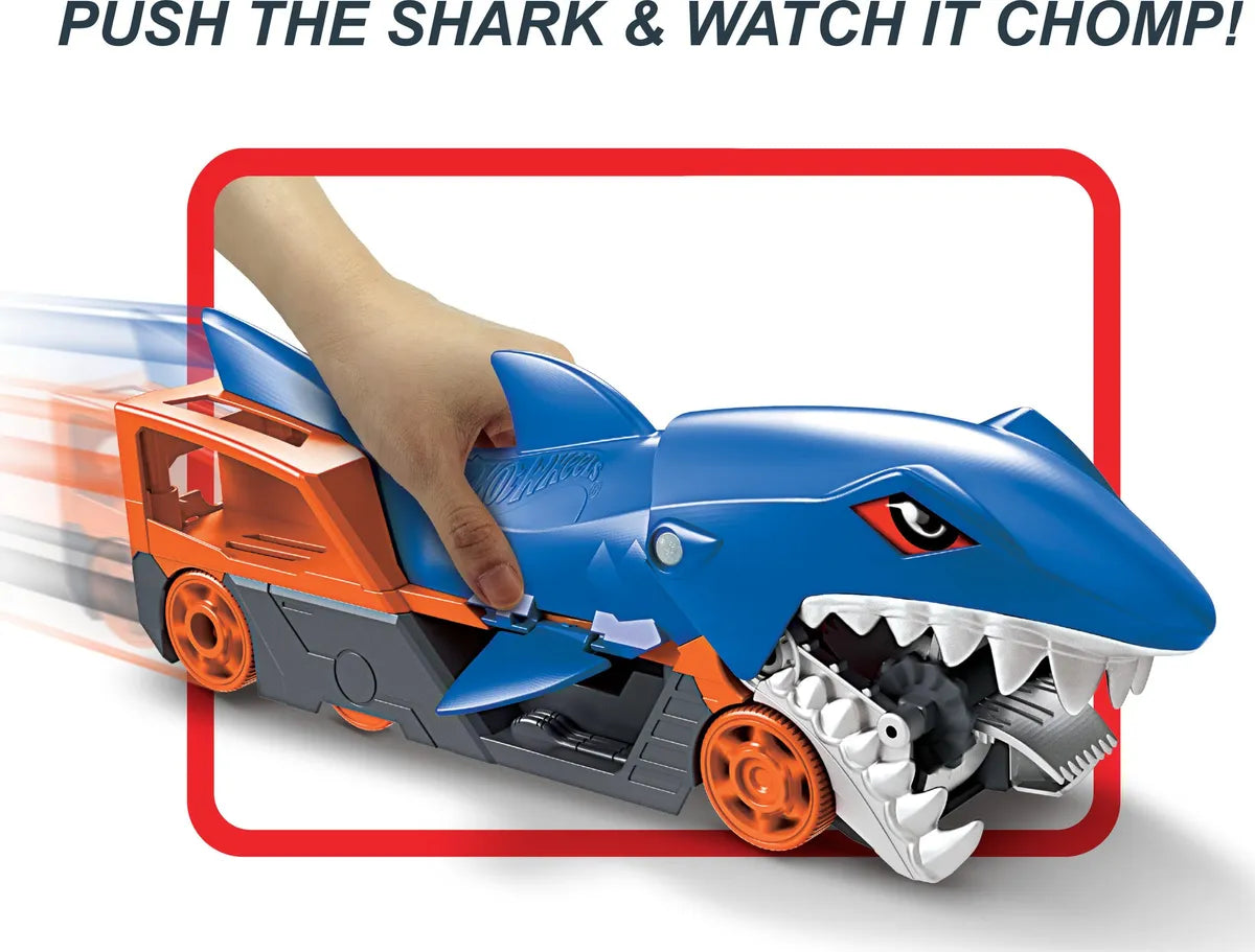 Hot Wheels Shark Chomp Transporter & Includes 1:64 Vehicle