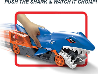 Hot Wheels Shark Chomp Transporter & Includes 1:64 Vehicle