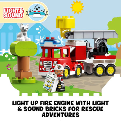 LEGO DUPLO Fire Engine Toy for 2+ Year Old Boys & Girls