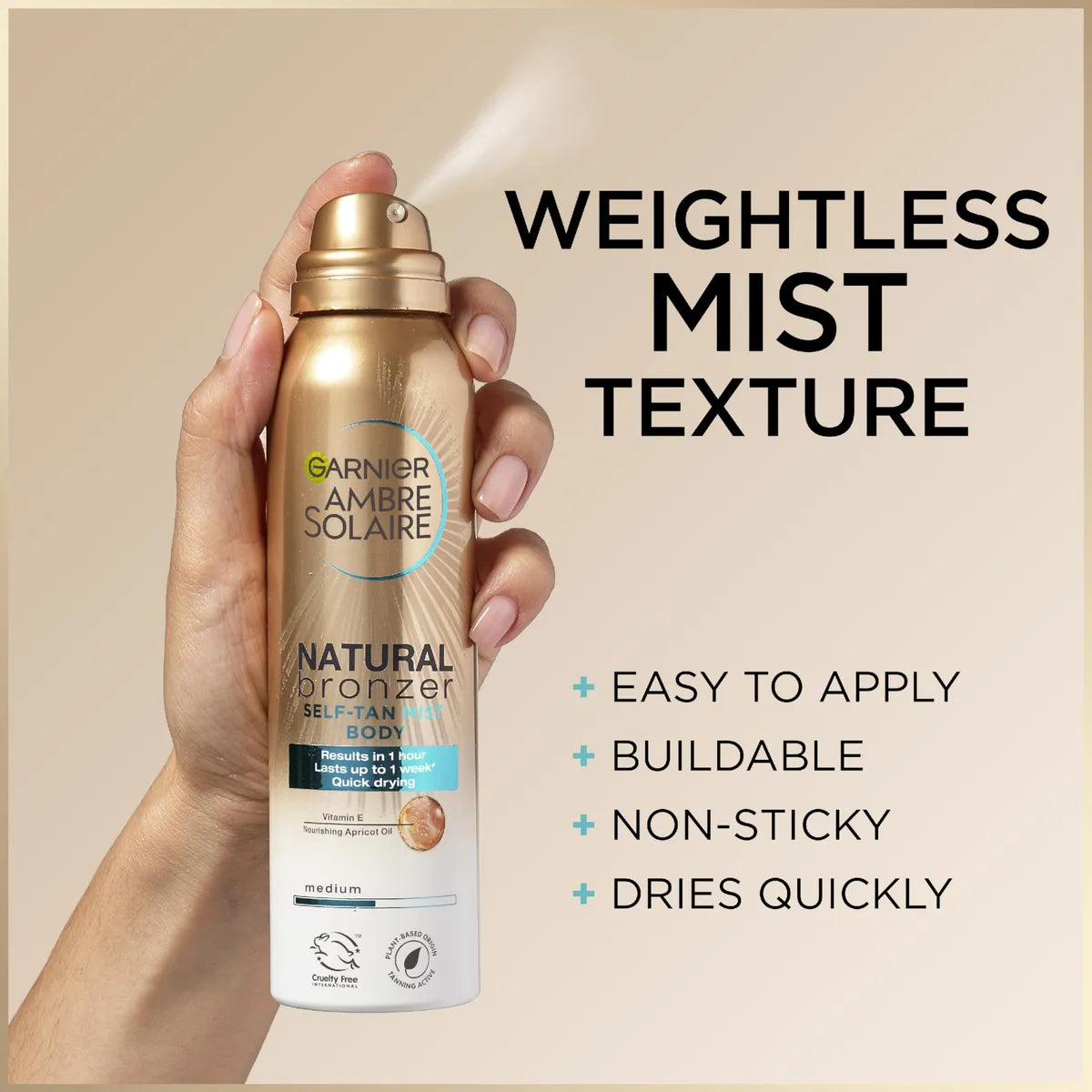 Garnier Ambre Solaire Fake Tan Natural Bronzer Medium Self Tan Mist