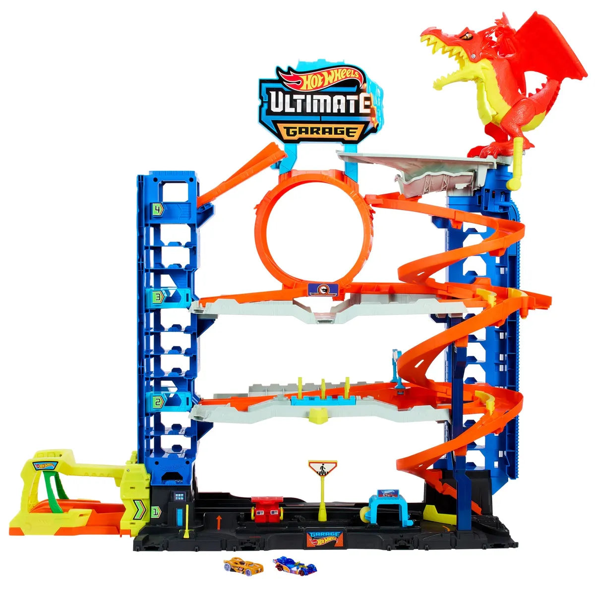 Hot Wheels City Ultimate Garage Track Set & 2 Die-Cast Toy Cars