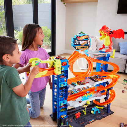 Hot Wheels City Ultimate Garage Track Set & 2 Die-Cast Toy Cars