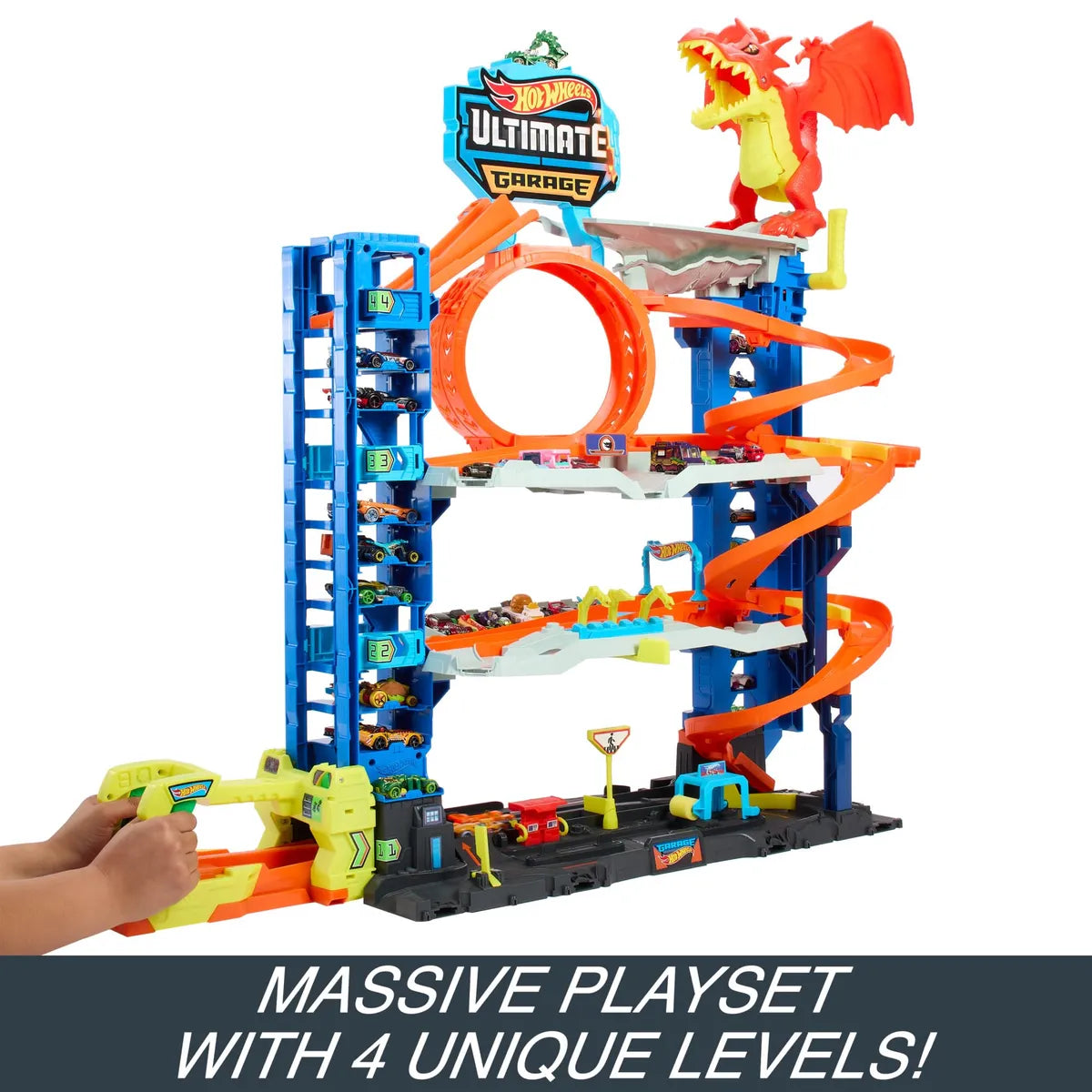 Hot Wheels City Ultimate Garage Track Set & 2 Die-Cast Toy Cars