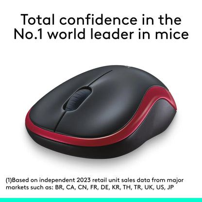 Logitech M185 Wireless Mouse - Red
