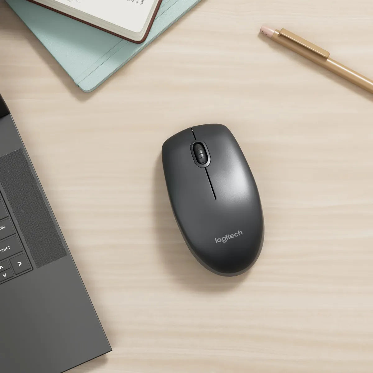 Logitech B100 Wired USB Mouse - Black