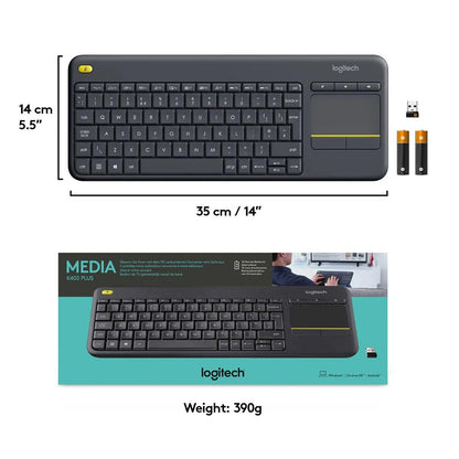Logitech K400 Plus Wireless Touch TV Keyboard With Easy Media Control