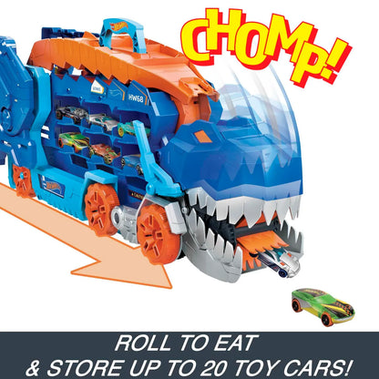 Hot Wheels City Ultimate T-Rex Transporter & 2 Die-Cast Toy Cars